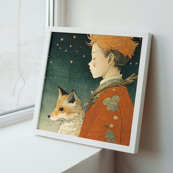 De Kleine Prins en de Vos: Japanse Kunst Print