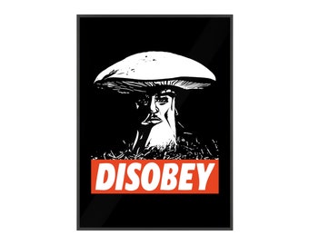 Psychodelic Pilz Kunst Disobey | Trippy Kunst | Wohnheim Dekor | Schlafzimmer Dekor | Poster mit Holzrahmen