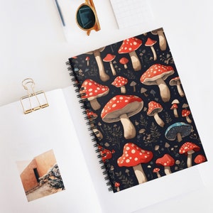 Mushroom Notebook - Cottagecore Gift for Mushroom Lover, Nature Journal, 6x8 Lined Notebook, Gift for Nature Lovers, Mushroom Art