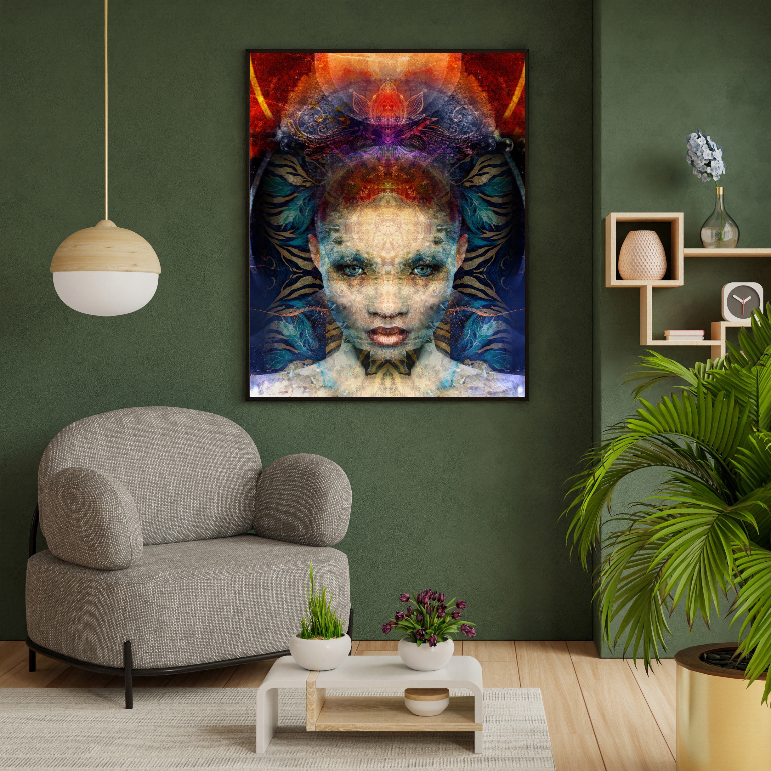 Art original, Dame à plumes, Art Zen, Énergie des chakras, Peinture de méditation, Calmez votre esprit, Cadeau de méditation, Art spirituel, Sérénité