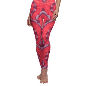 Yoga Leggings with Mandala Print, Pink Printed Leggings, Leggings for Women, Yoga Clothing, Plus Size Leggings, High Waisted Leggings