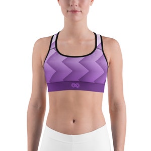 Sports Bra - Purple Zig Zag, Active Wear Sports Bra, Yoga Sports Bra