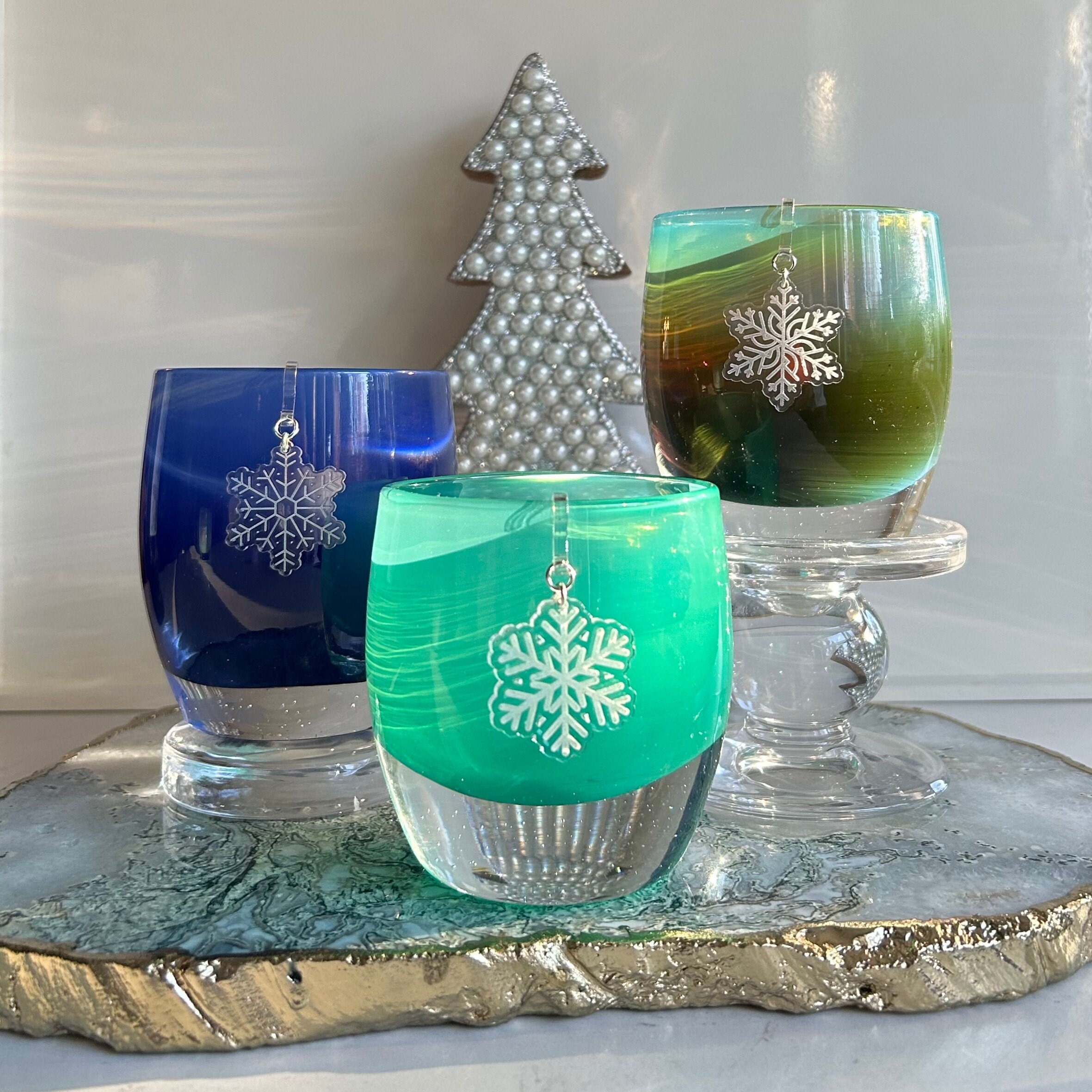 Glass Snowflake Votive Holder (Set of 3) main image 0