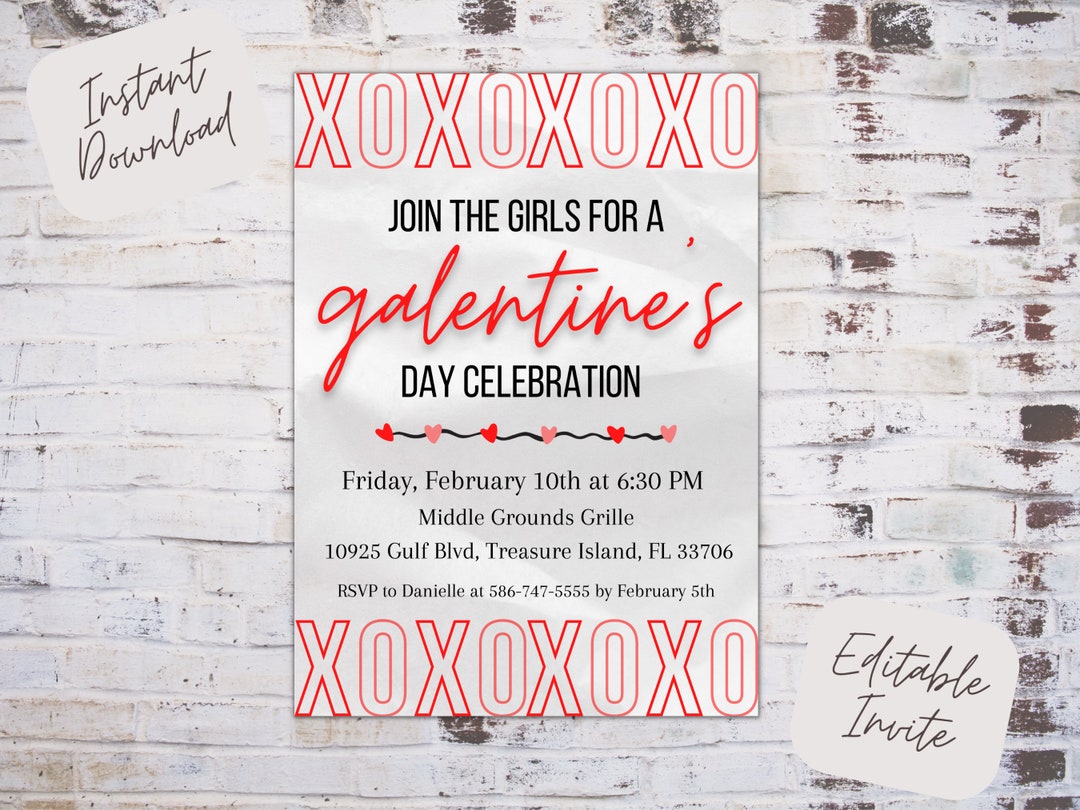 Editable Galentines Day Invitation, Galentines Day Instant Download Editable Galentines Day Invitation, Galentines Day Instant Download