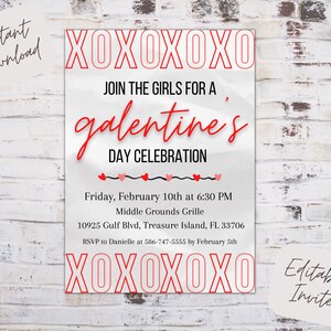 Editable Galentines Day Invitation, Galentines Day Instant Download, Galentines Day Party Invite, Galentines Day Invite, Invitation Template