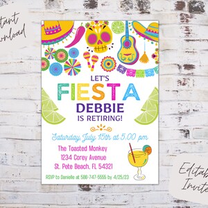 Editable fiesta retirement invitation, fiesta retirement party, retirement party invite, retirement invite, let&#39;s fiesta, instant download