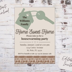 Editable housewarming invite, housewarming invitation, home sweet home invite, new home invitation, housewarming party, instant download