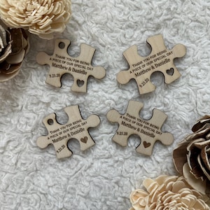 Custom Wood Puzzle Piece Wedding Favors
