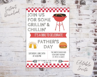 Editable Father's Day barbecue invite, Fathers Day barbecue invitation, Fathers Day BBQ invite, Fathers day party, BBQ, instant download