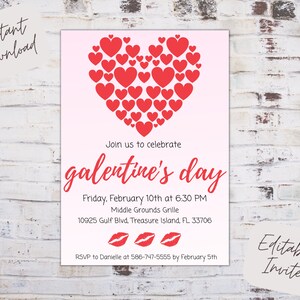 Editable Galentines Day Invitation, Galentines Day Instant Download, Galentines Day Party Invite, Galentines Day Invite, Invitation Template
