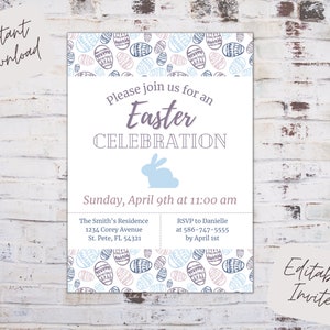 Editable Easter Invitation, Easter invite, Easter celebration invite, Easter celebration invitation, Easter egg invite, instant download