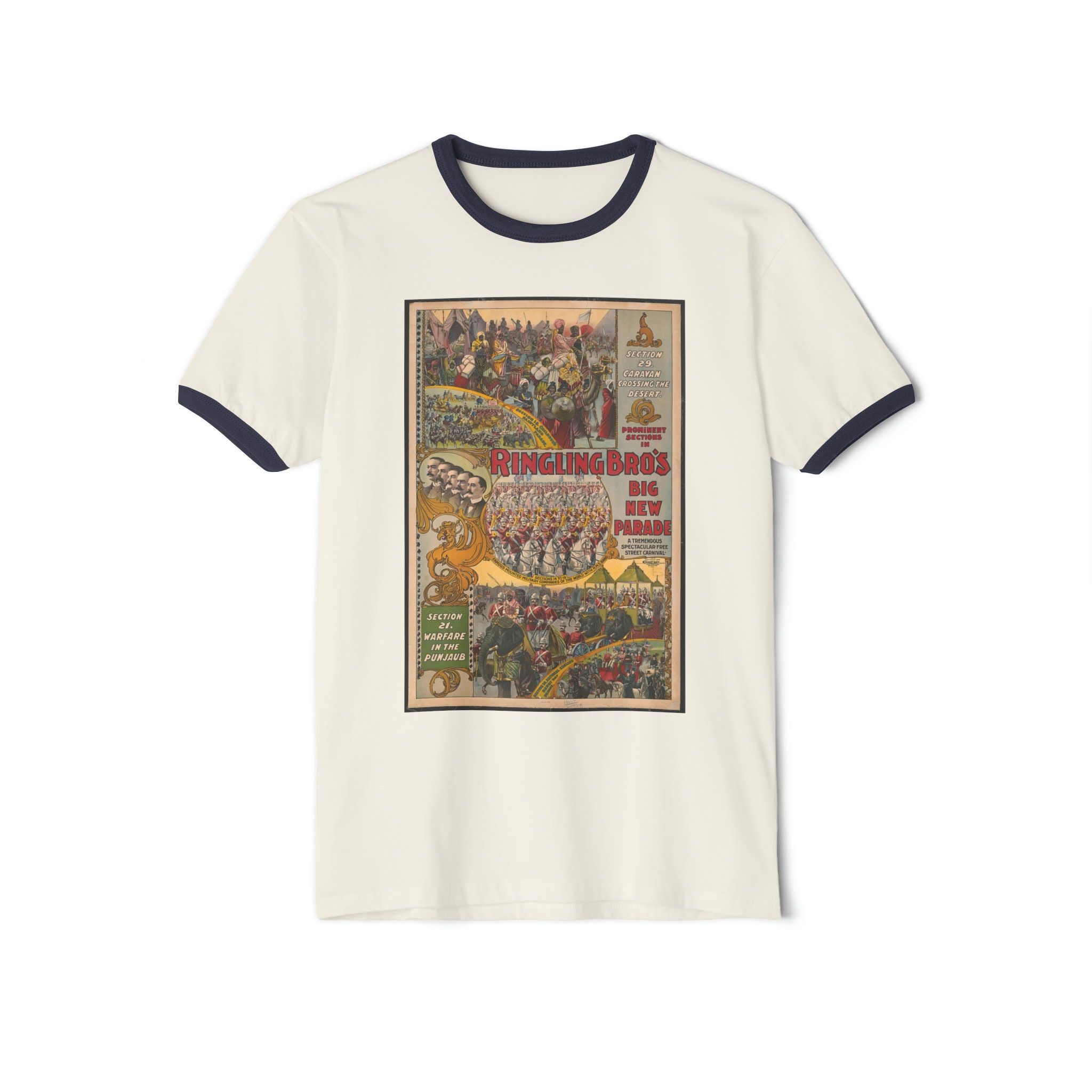 Vintage Circus Parade : Unisex Cotton Ringer T-Shirt