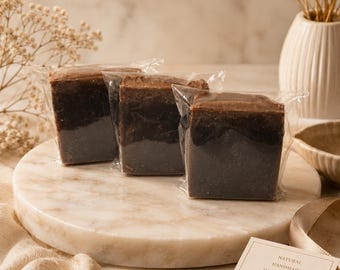 Jabón de limón y arándanos con sabor a brownie / Jabón artesanal elaborado mediante proceso en frío / Jabón artesanal de lejía / Jabón de baño hidratante / Regalo de estilo rústico