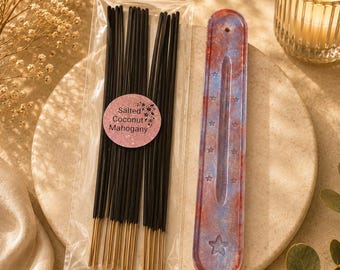 Handmade Incense Holder & Incense Stick Set | Resin Incense Burner | Decorative Incense Tray | Gift for Meditation | Home Décor