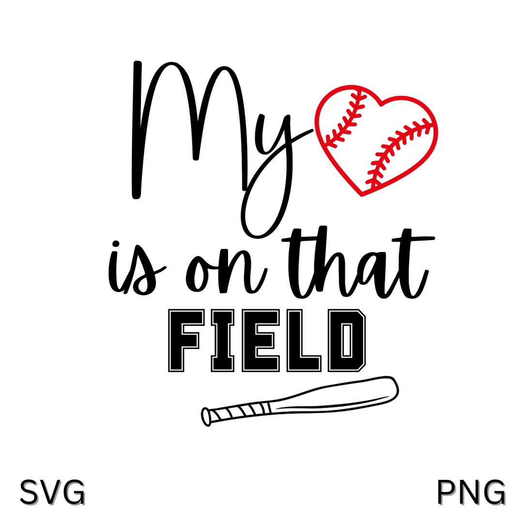 My Heart is on That Field Softball SVG, Softball Heart SVG, Softball