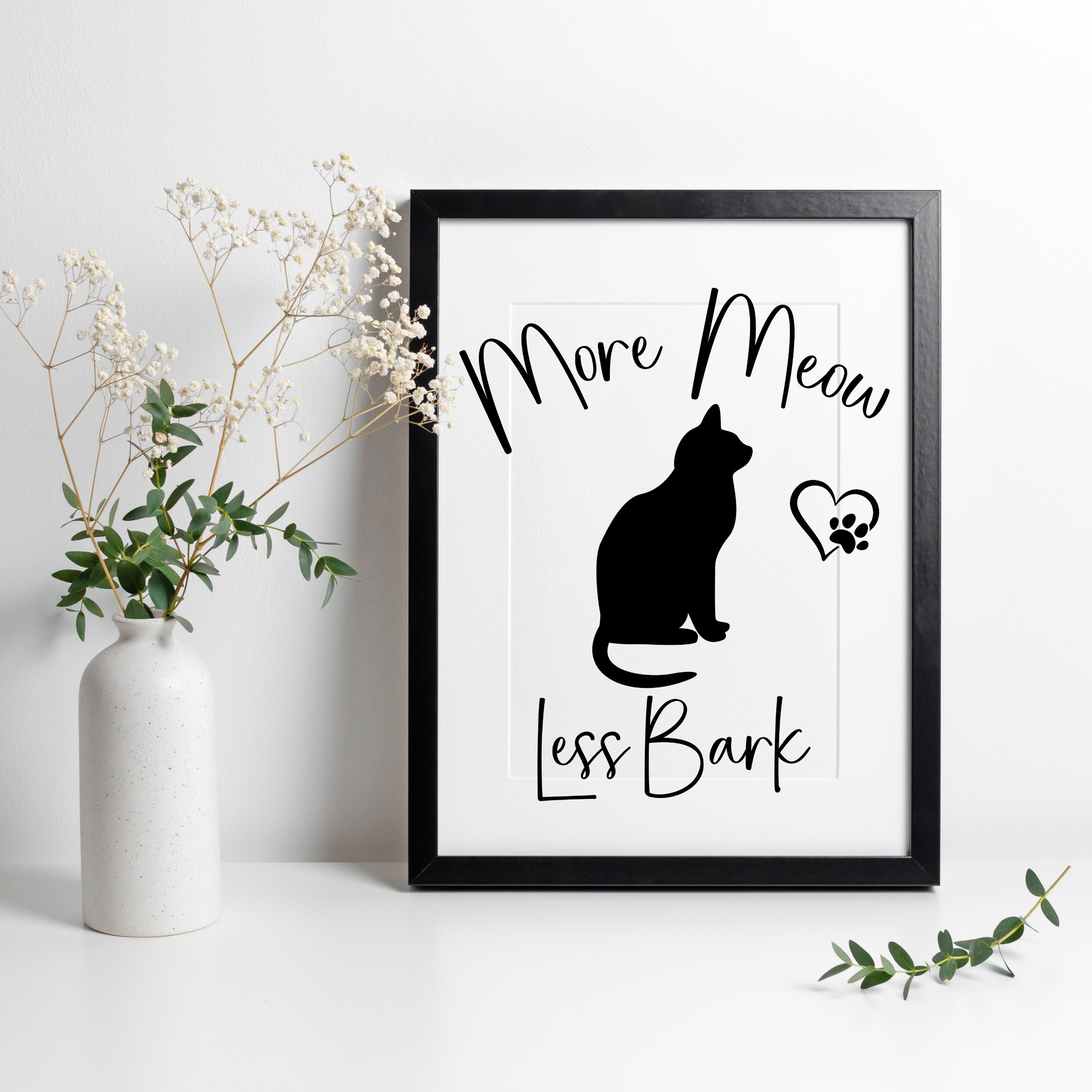 Less Meow More Meow Less Bark SVG, Cat Lover SVG, Cats PNG, Animal Silhouette ...