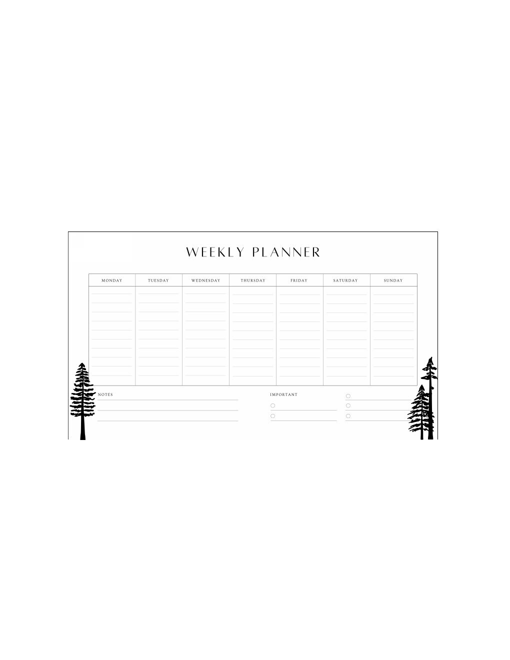 Printable Weekly Planner | Minimalist | Pine Trees | Neutral - Etsy