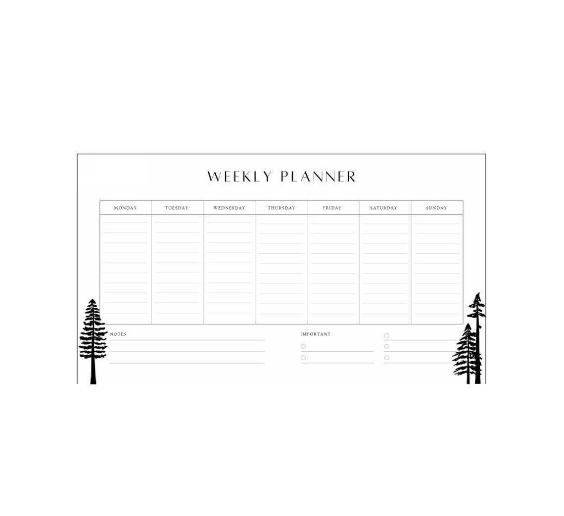 Printable Weekly Planner | Minimalist | Pine Trees | Neutral - Etsy