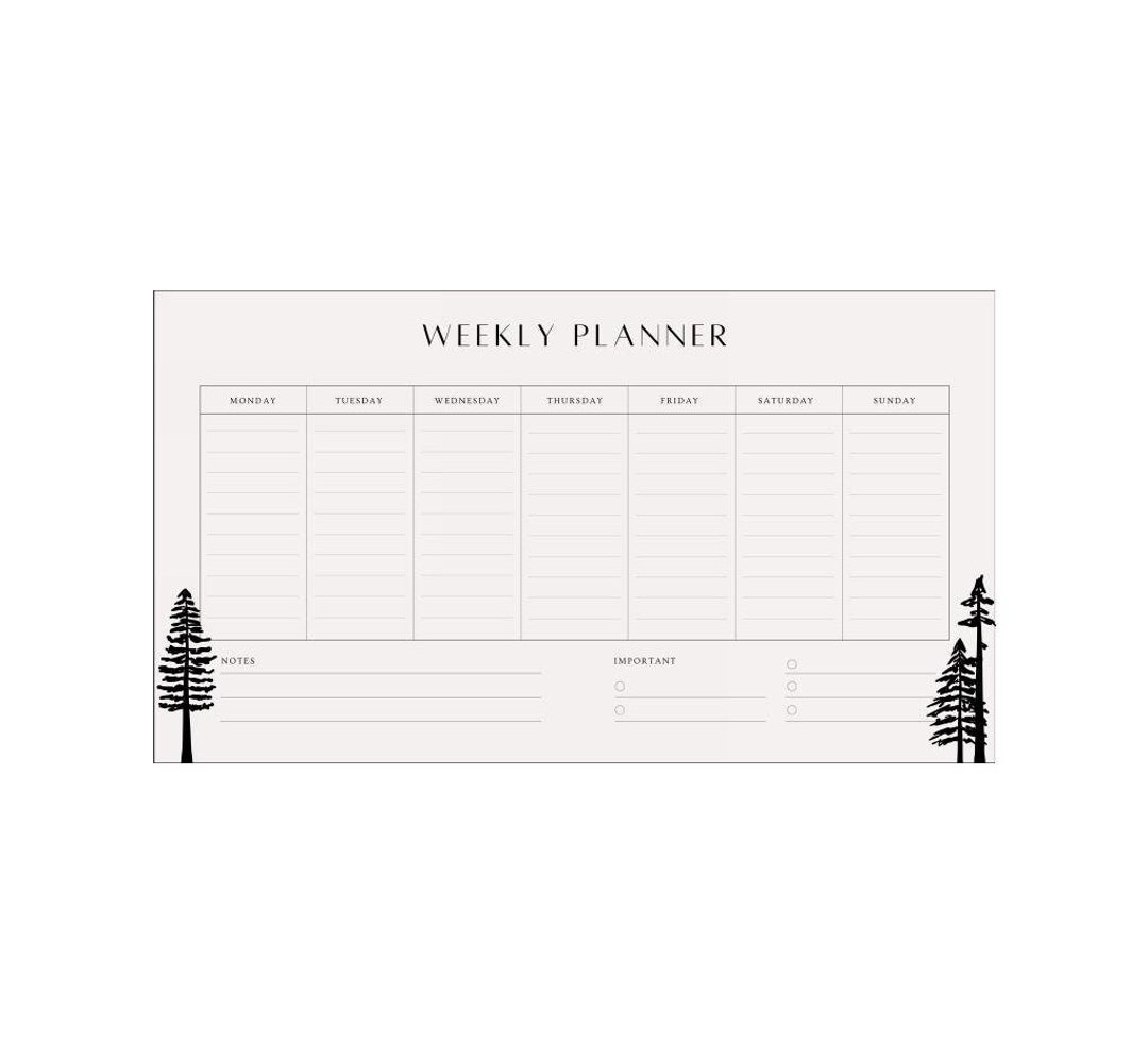 Printable Weekly Planner | Minimalist | Pine Trees | Neutral | Dusty ...