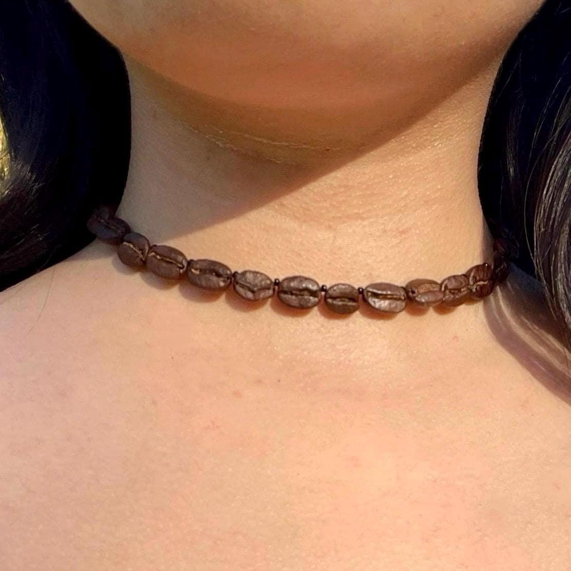 Coffee Bean Choker Necklace | Handmade Coffee Jewelry | Boho Choker | Nature Inspired Gift | Coffee Lover Necklace