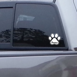Pet Name Decal | Paw Decal | Paw Print Sticker | Dog Mom Decal | Car Decal