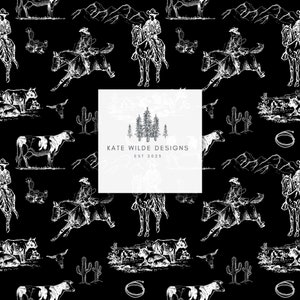 Western Pattern, Seamless Western Pattern, Vintage Pattern, Repeat Digital Pattern, Seamless Wallpaper, Digital Download, White on Black