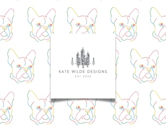 Naadloos neonpatroon Franse bulldog: wit behang (digitale download)