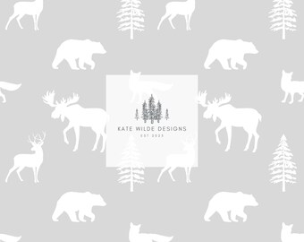 Cabine-wildpatroon: beige en grijs naadloos ontwerp (digitale download)