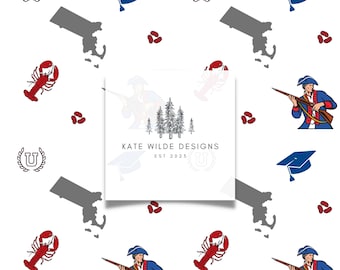 Patroon staat Massachusetts: naadloze digitale achtergrond (digitale download)