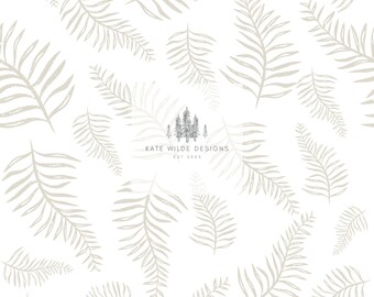 Naadloos patroon van gedempte beige varens: behang, stoffenprint (digitale download)