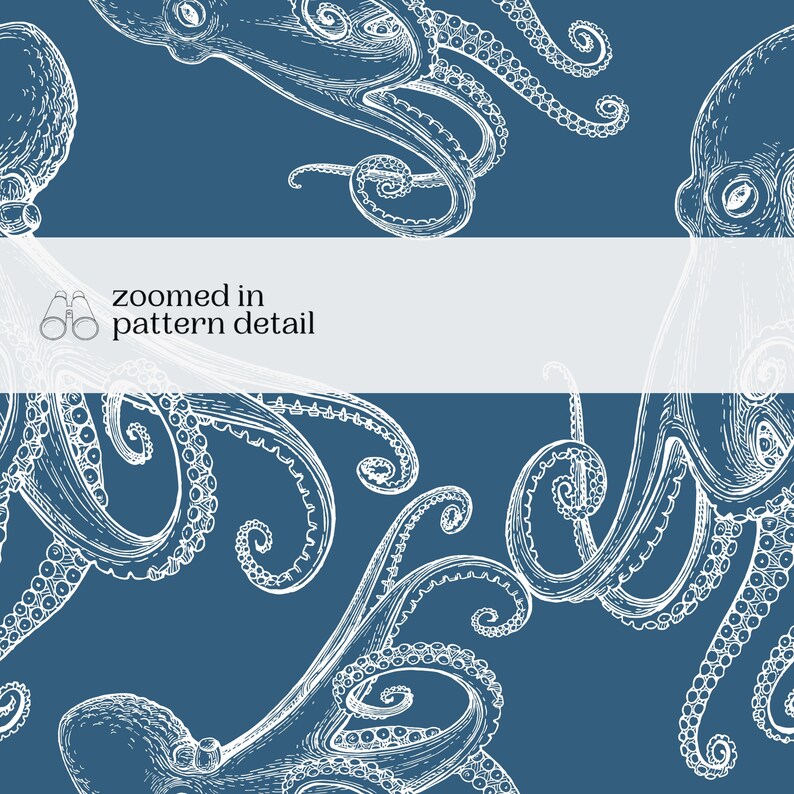 Octopus Repeat Pattern: White on Blue, Seamless Wallpaper (digital ...