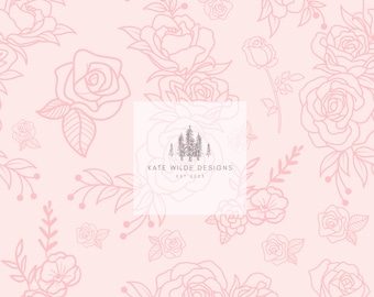 Naadloos patroon roze rozen: bloemenbehang, stoffenprint (digitale download)