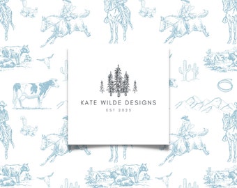 Baby Blue Cowboy Pattern: Vintage Western Nursery Wallpaper (Digital Download)