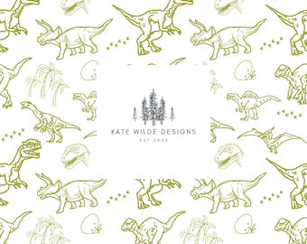 Dinosaurus Toile: naadloos dinopatroon voor stof en behang (digitale download)