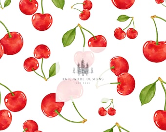 Aquarel kersenpatroon: naadloos herhalingsontwerp (digitale download)