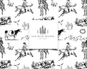 Vintage Western Seamless Pattern: Repeat Wallpaper (Digital Download)