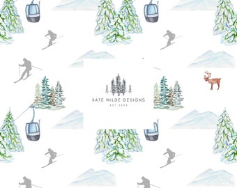 Aquarel skibergpatroon: naadloze herhaling (digitale download)