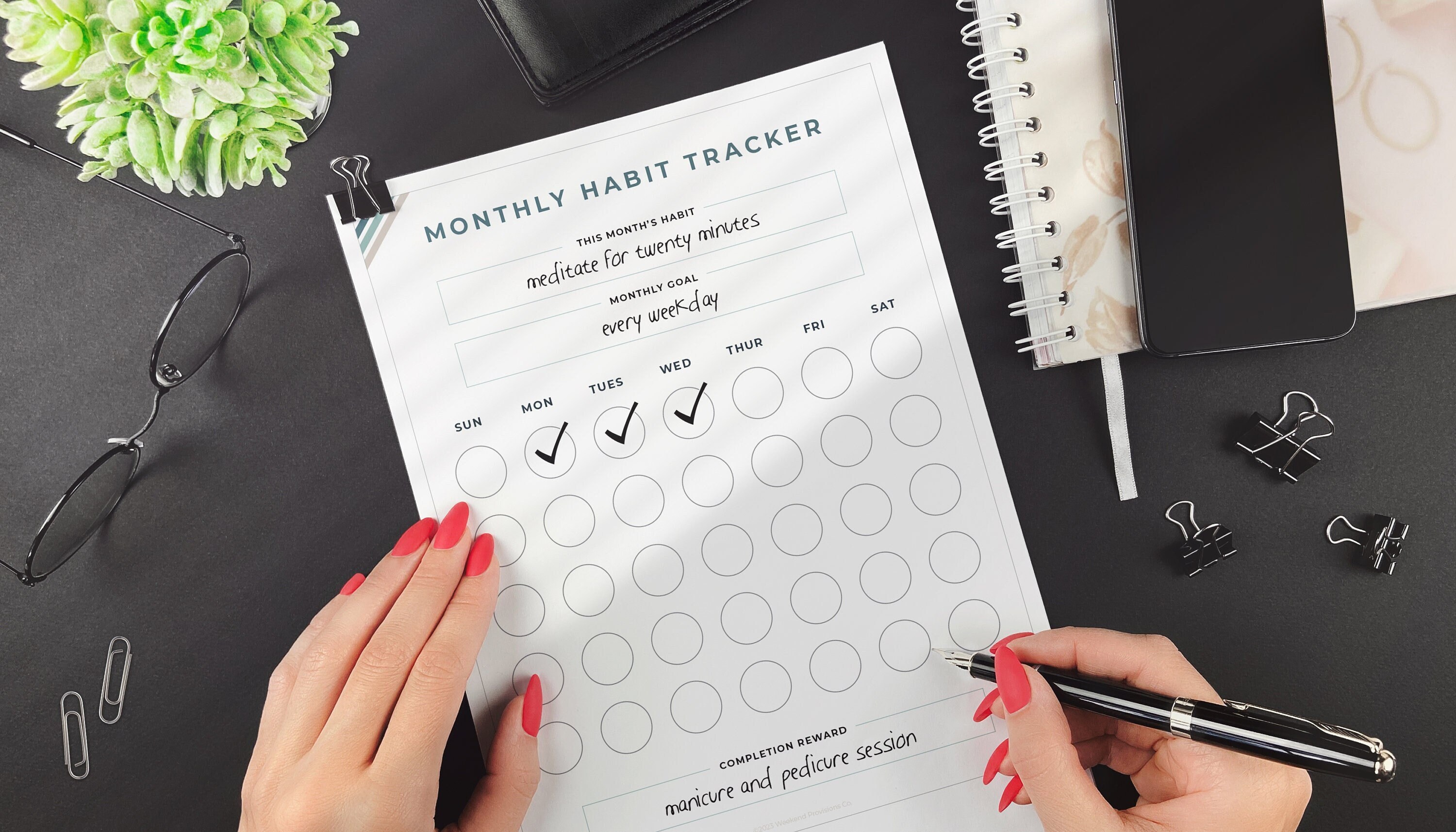 Monthly Habit Tracker Digital & Printable Task Tracker Digital Download ...