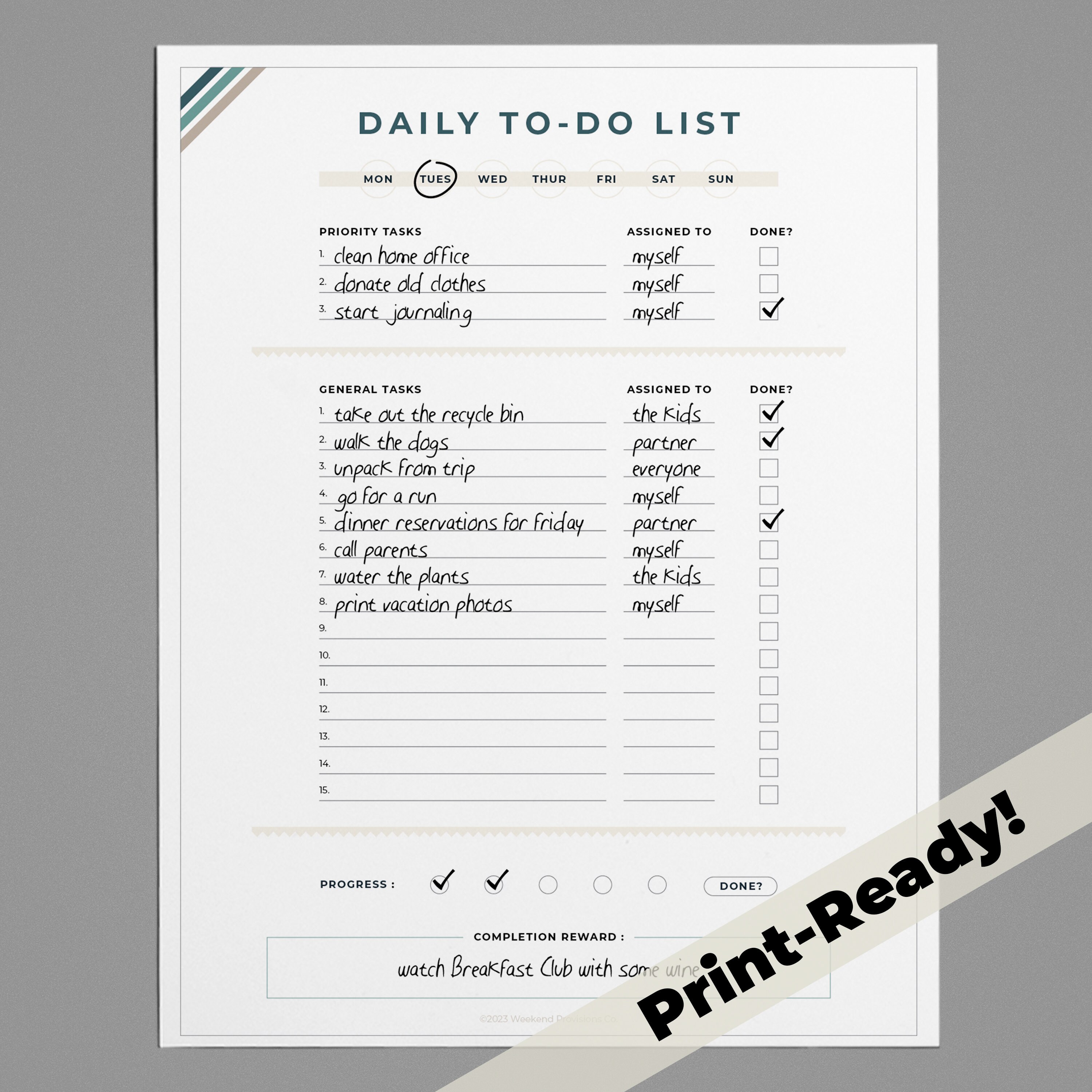 Daily to Do List | Digital & Printable | Task Tracker | Digital ...