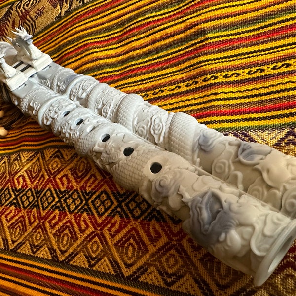 Drone Flute Double Dragon Key of High D5-440hz Native American Flute 3D Printed