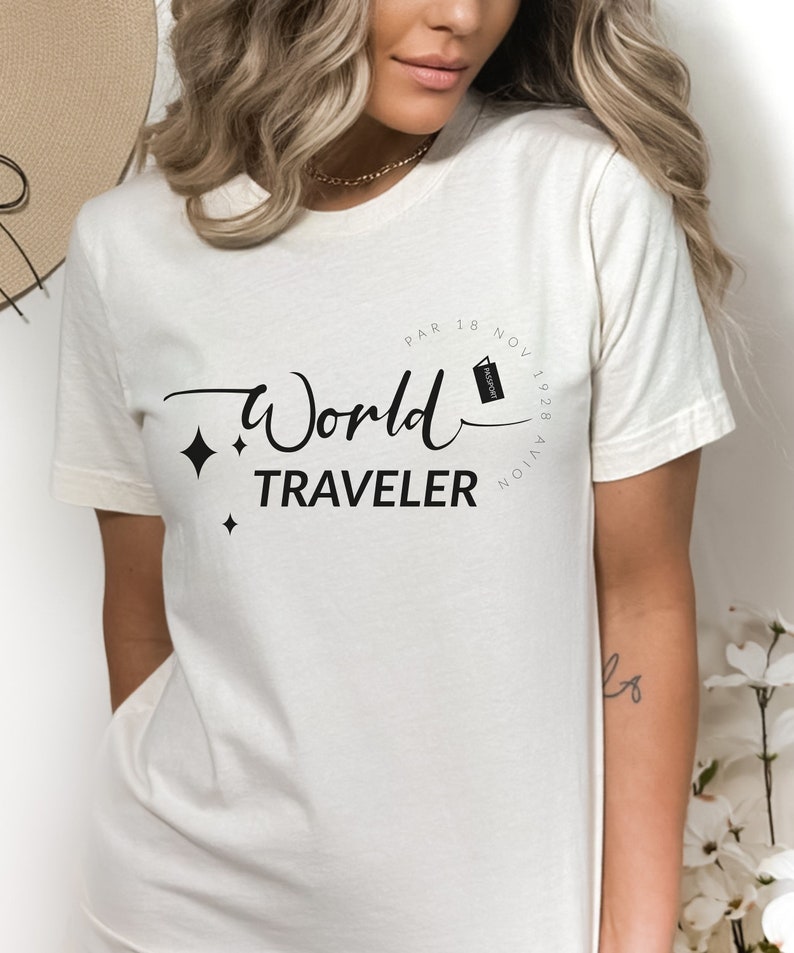 World Traveler Premium Quality T-Shirt, Adventure Seeker Tee, Perfect Gift for Globetrotters & Travel Enthusiasts image 1