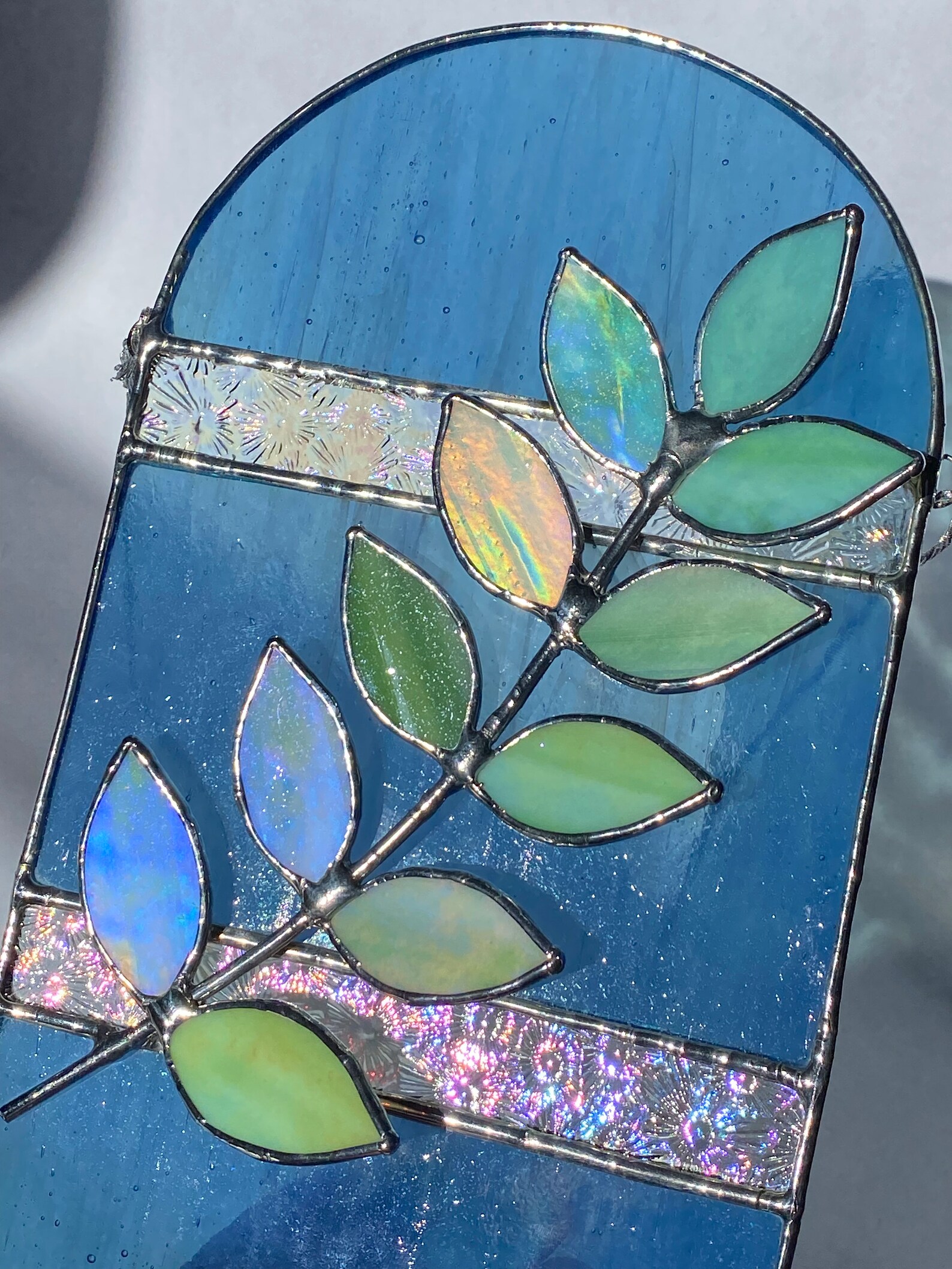 Stained Glass Leaf Panel Etsy