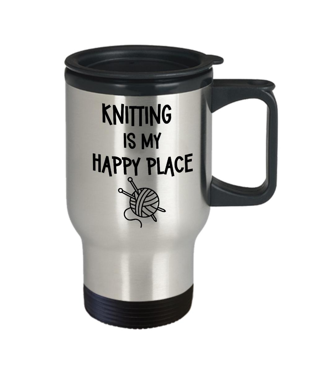 Tazza Da Colazione Da 425 Ml Con Scritta "Knitting Is My Happy Place" - Gift Base