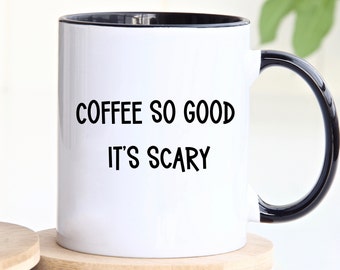 Tasse à café drôle, tasse à café d'Halloween, bonne tasse de café effrayante, tasse humour café, tasse à café unique, tasse amateur de café, tasse personnalisée