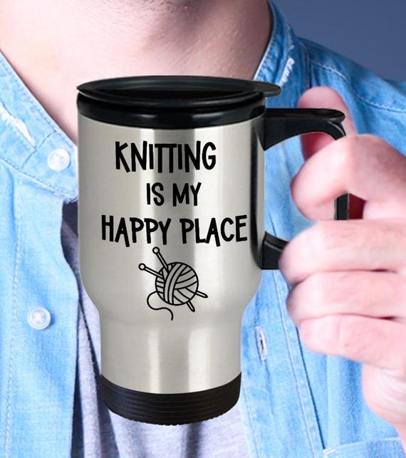 Knitting is My Happy Place, tazza da 350 ml