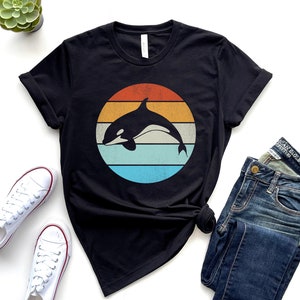 Vintage Orca Shirt, Orca Lover Shirt, Orca Gifts, Retro Orca Tee, Orca Sunset Shirt