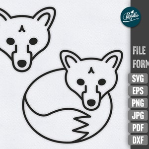 Bébé renard SVG | animaux des bois SVG | téléchargement instantané mignon renard PNG | fichier de coupe de contour de renard pour Cricut et Silhouette | fichier traceur fox dxf