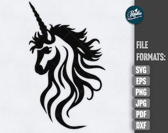 Unicornio SVG descarga instantánea unicornio archivo de corte cara de unicornio svg archivo de corte para cricut silueta dxf unicornio clipart unicornio tatuaje