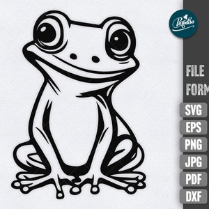 Frog SVG cute frog cut file for Cricut plotter Frog clipart PNG instant download