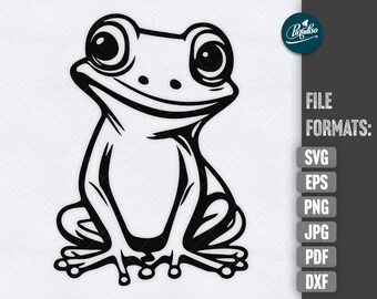 Frog SVG cute frog cut file for Cricut plotter Frog clipart PNG instant download
